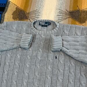 Vintage Men’s Polo Ralph Lauren Cable Knit Fisherman Pullover Sweater Size XL